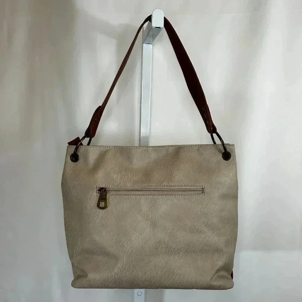 Montana West Hobo Shoulder Handbag Taupe Brown Two Tone